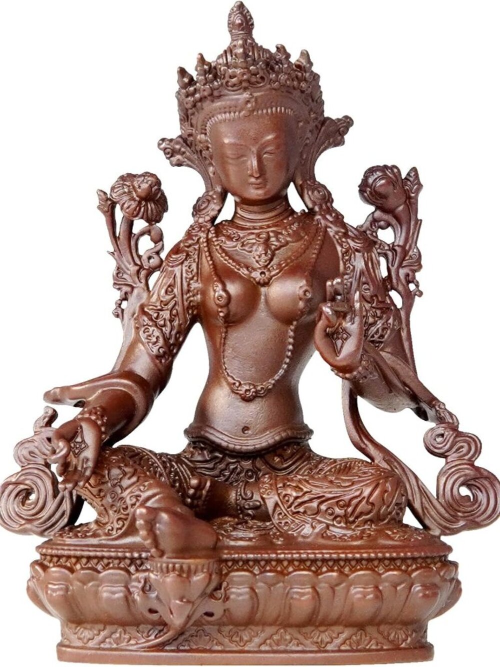 Handmade Green Tara Buddha Statue - Pure Copper Zen Home Decor Accent Piece